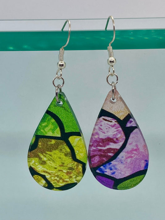 Teardrop “stained glass” earrings