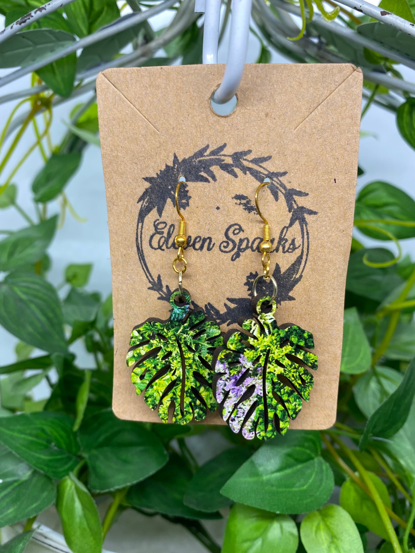 Tropical leaf earrings