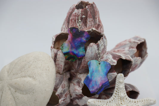 Galaxy swimsuit wood earrings