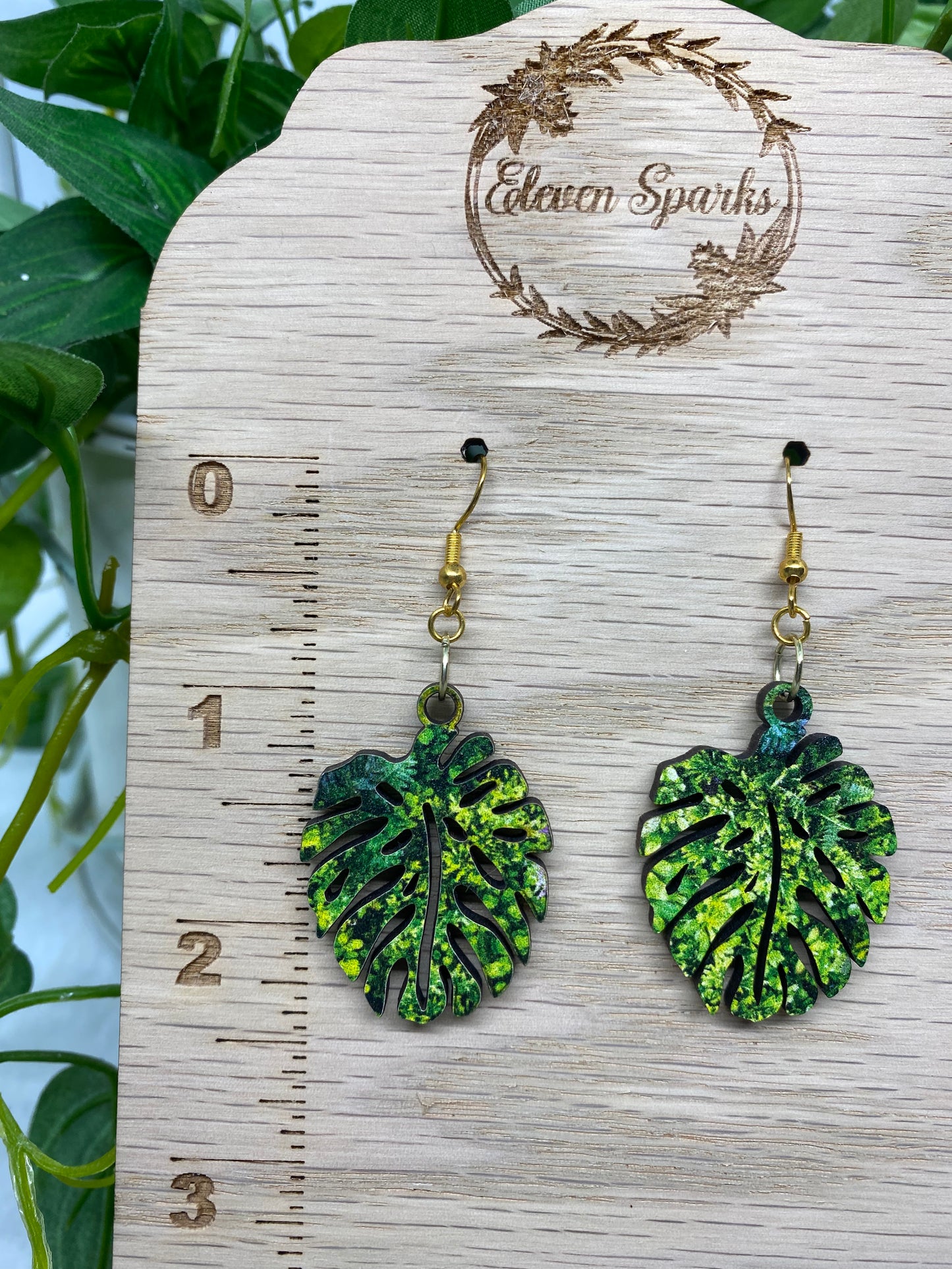 Tropical leaf earrings