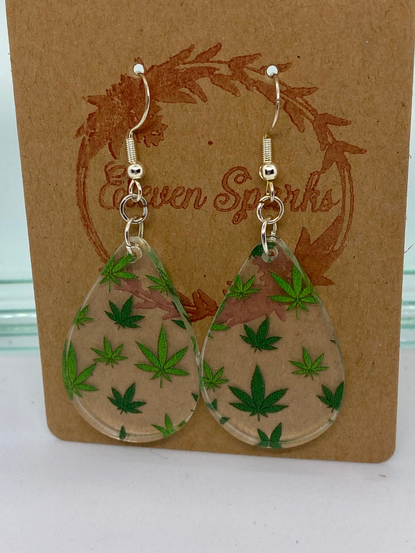 Cannabis teardrop acrylic earrings