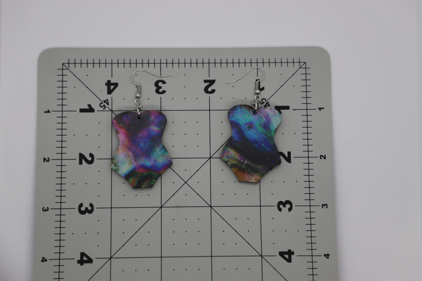 Galaxy swimsuit wood earrings
