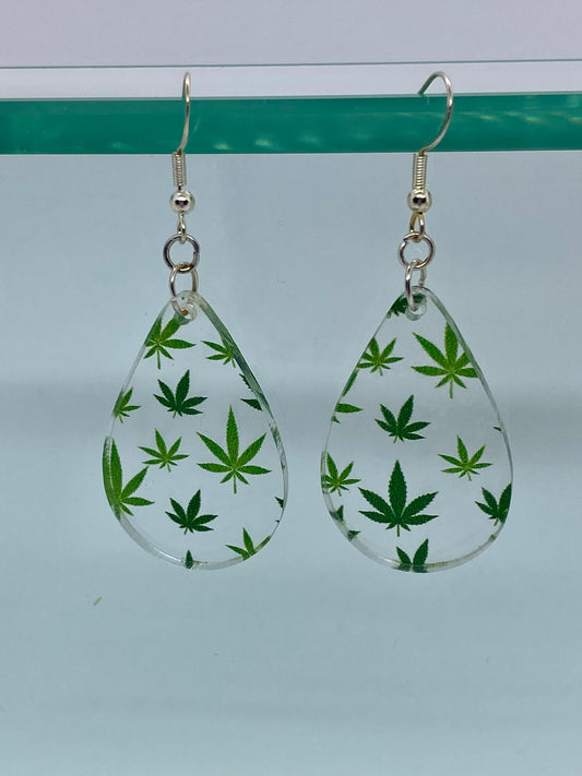Cannabis teardrop acrylic earrings