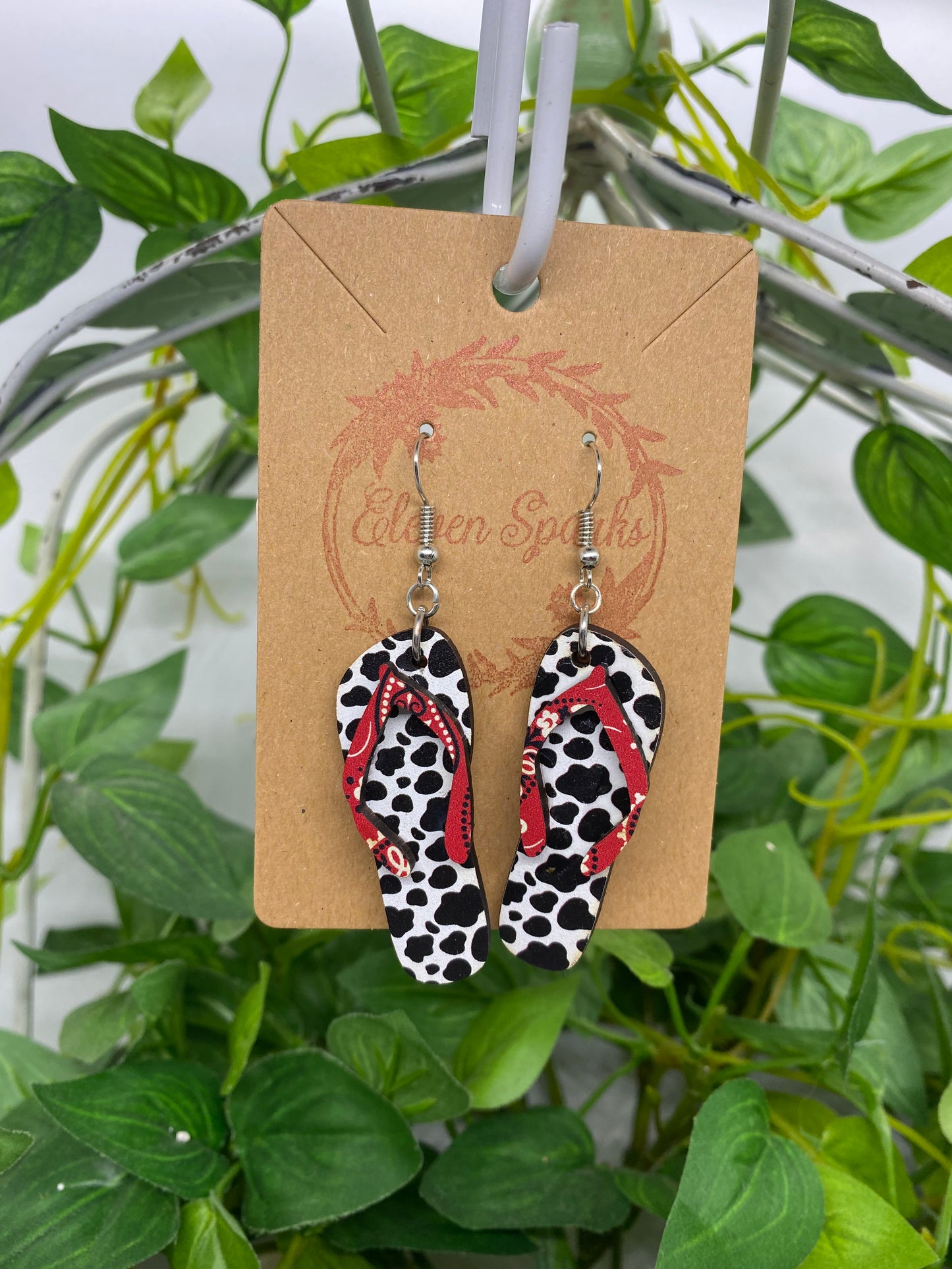 Cow print + classic bandana flip-flop earrings