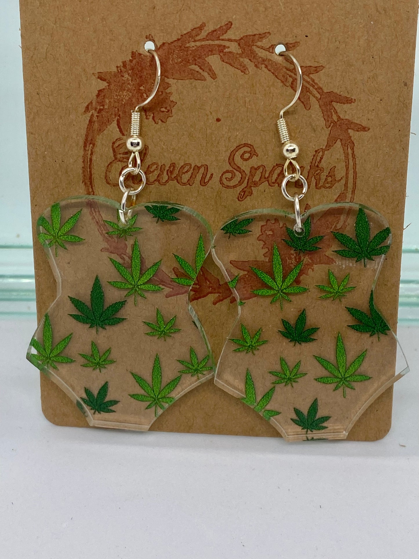Cannabis strapless swimsuit earrings