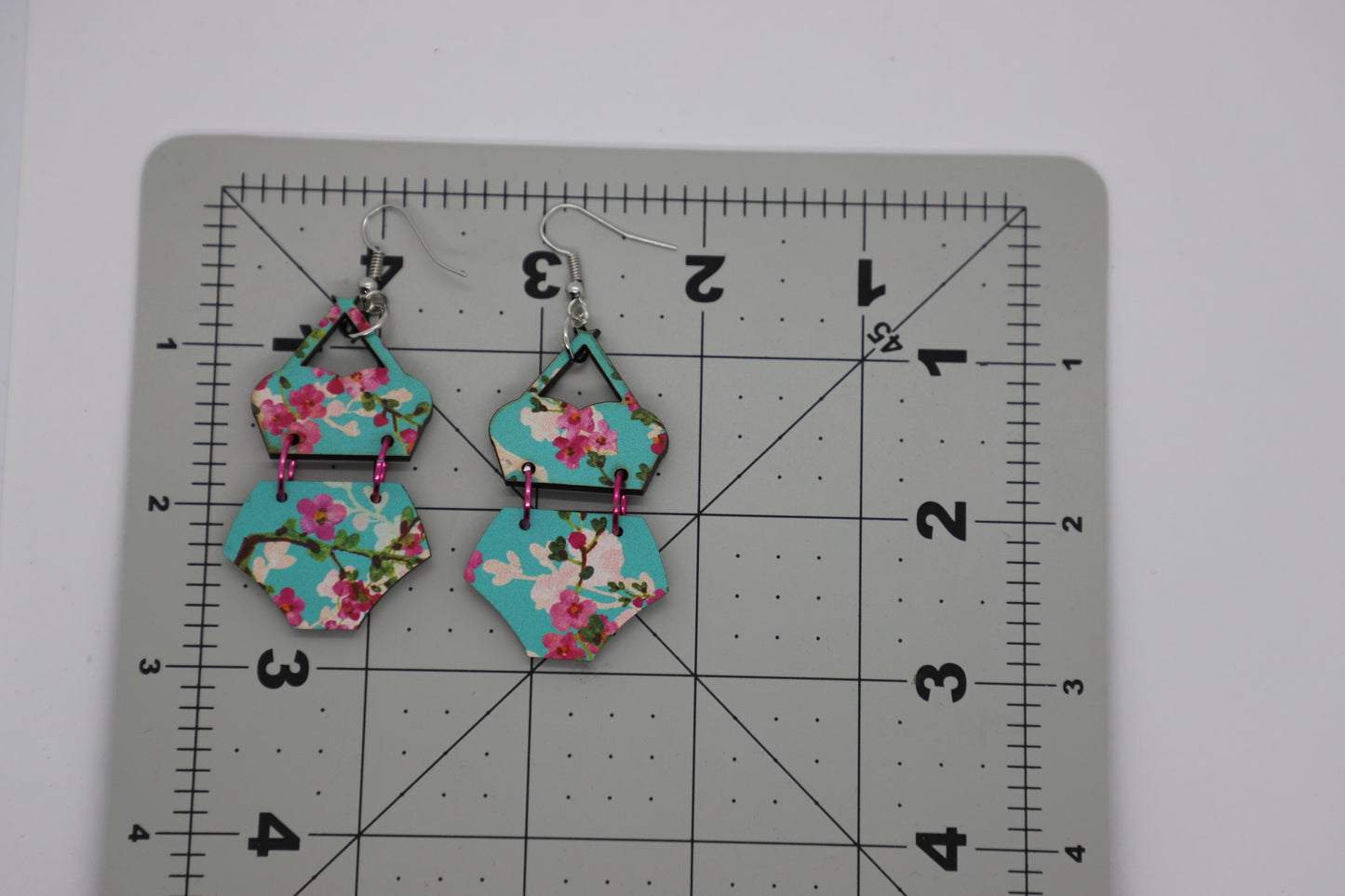 Floral halter bikini wood earrings
