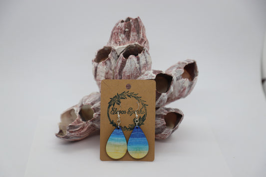 Beachy teardrop wood earrings