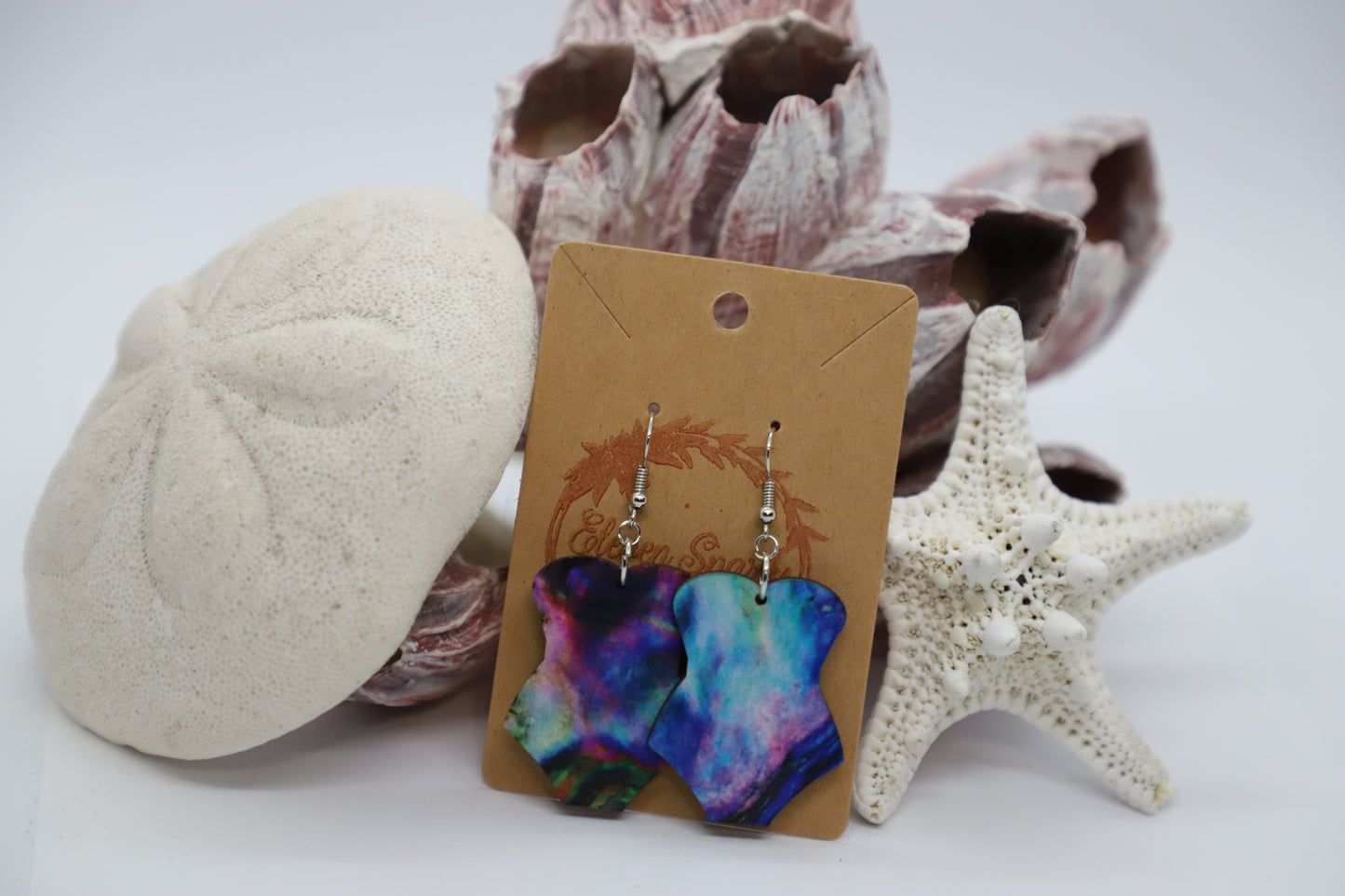 Galaxy swimsuit wood earrings