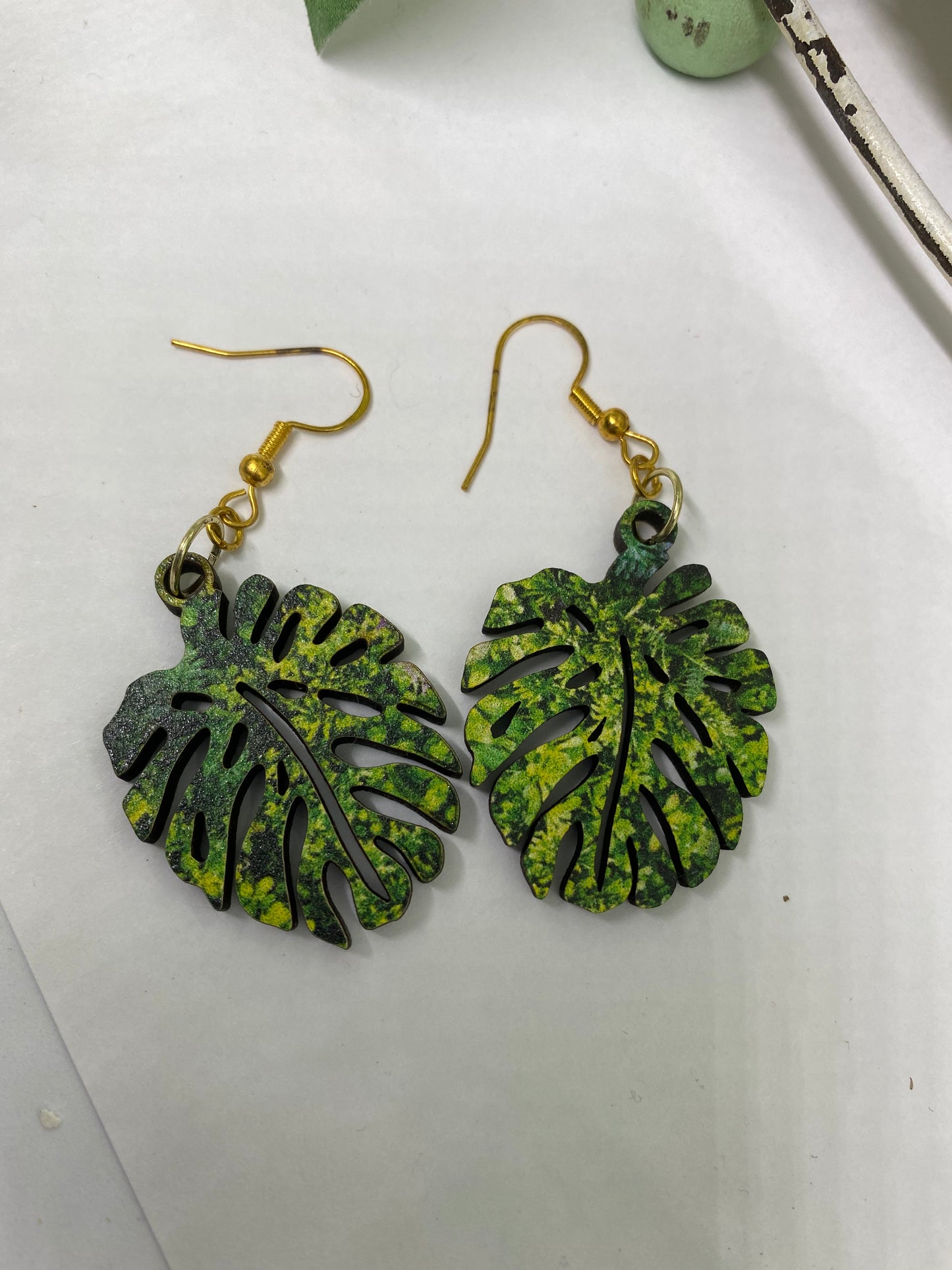 Tropical leaf earrings