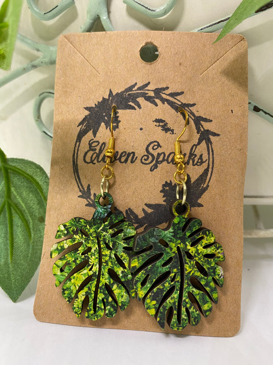 Tropical leaf earrings
