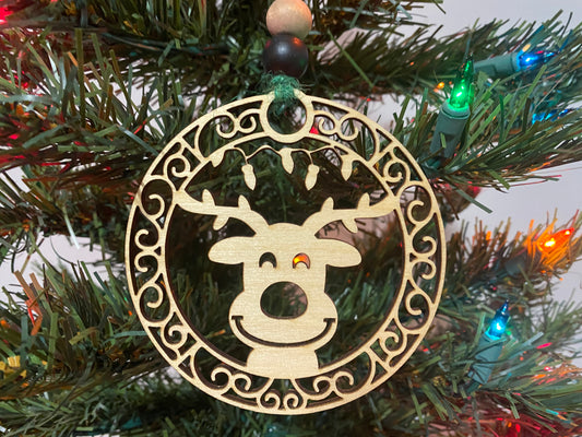 Folk art reindeer ornament