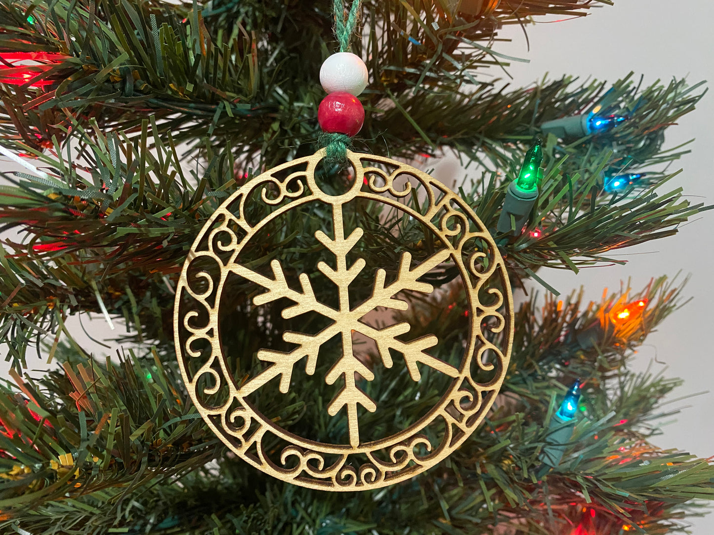 Folk art simple snowflake ornament