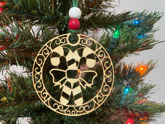 Folk art candy canes ornament