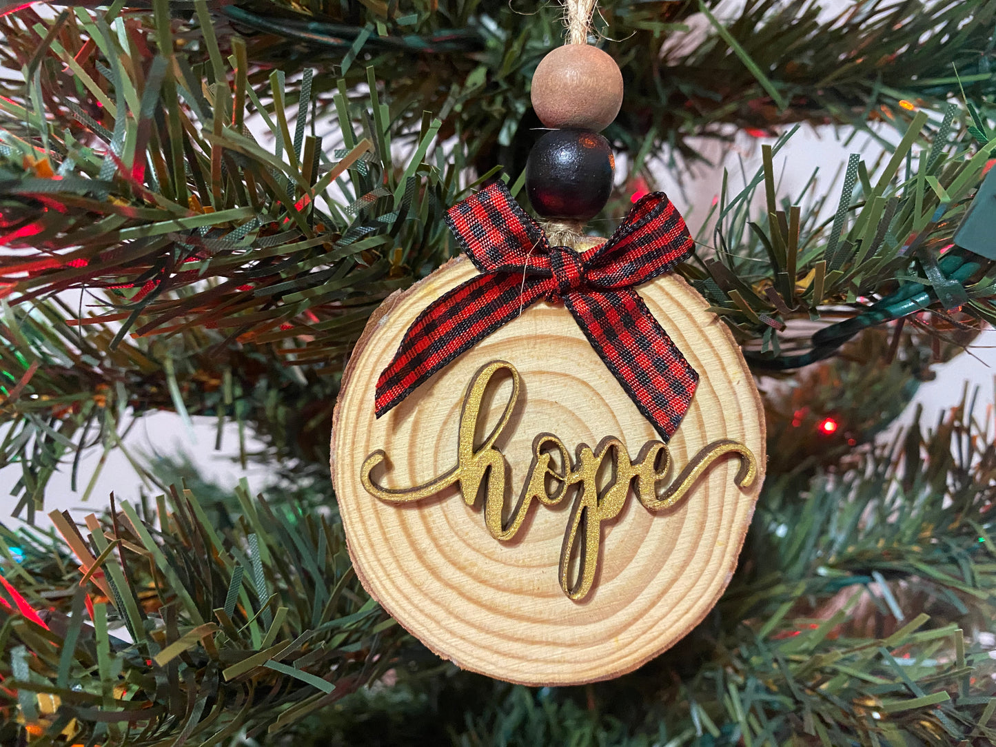 Hope wood ornament