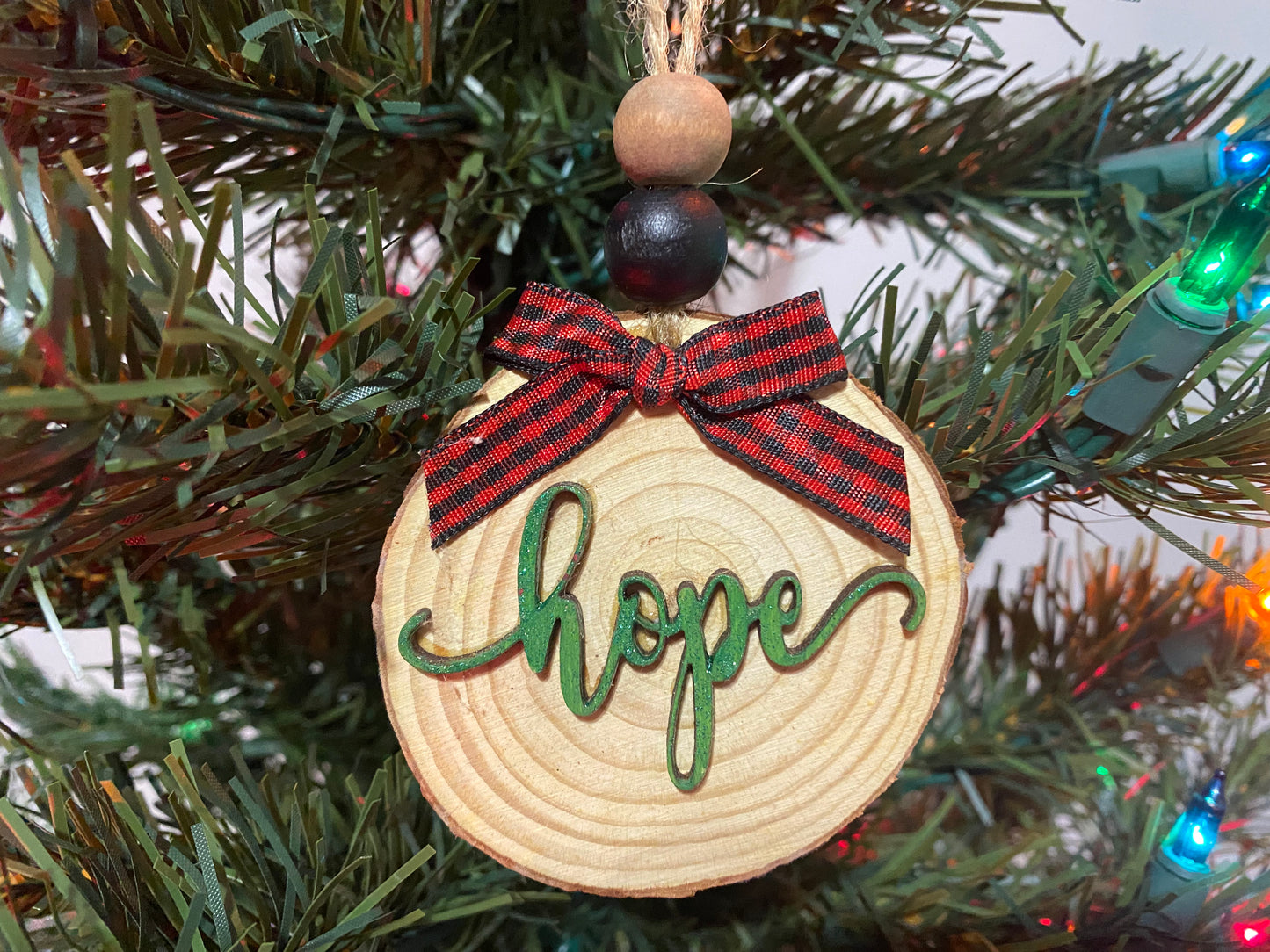 Hope wood ornament