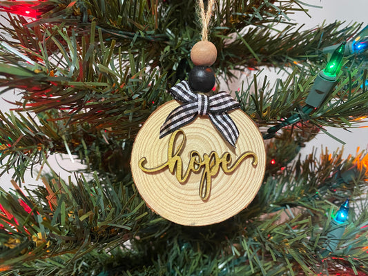 Hope wood ornament