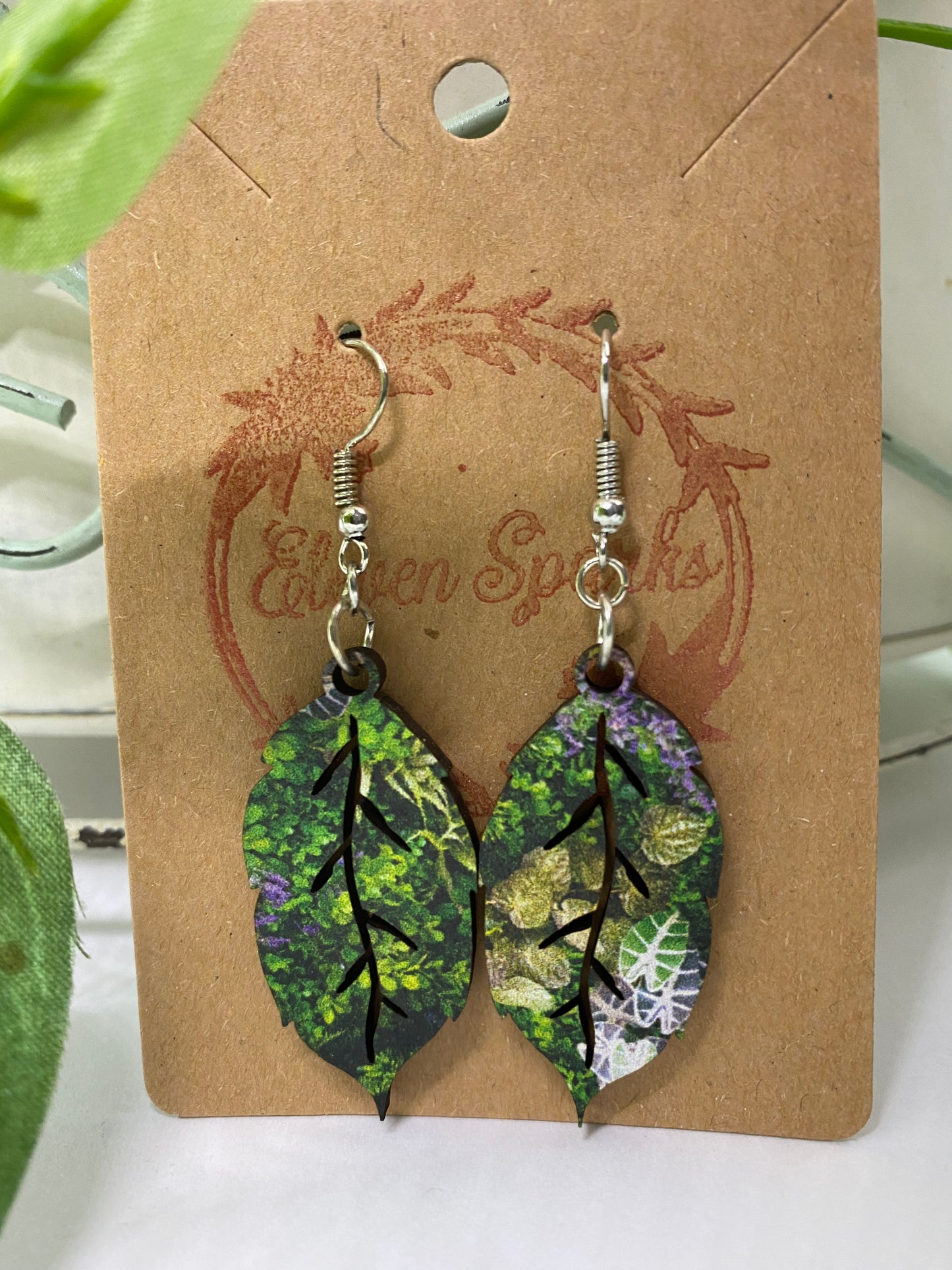 Slender leaf earrings