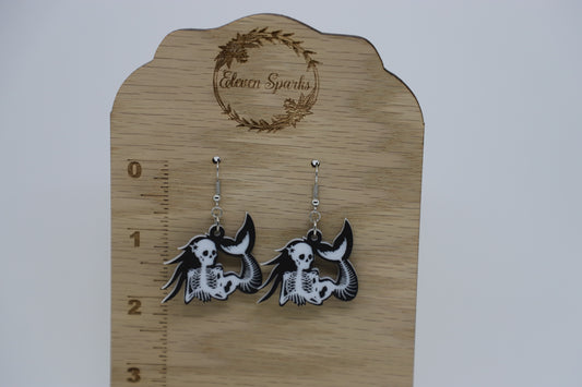 Mermaid skeleton acrylic earrings