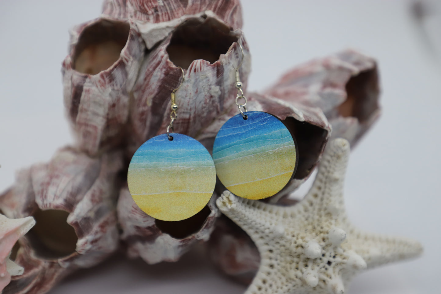 Round beachy wood earrings