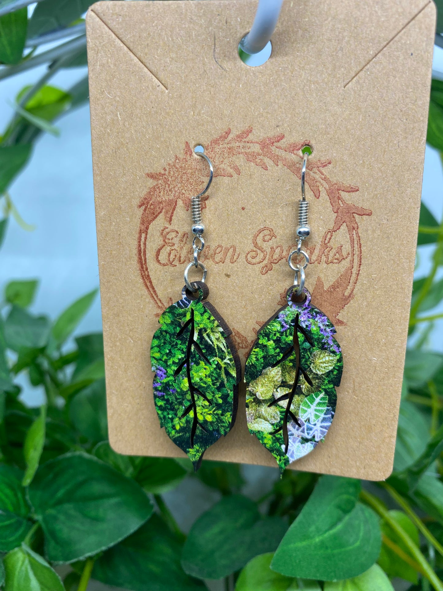 Slender leaf earrings