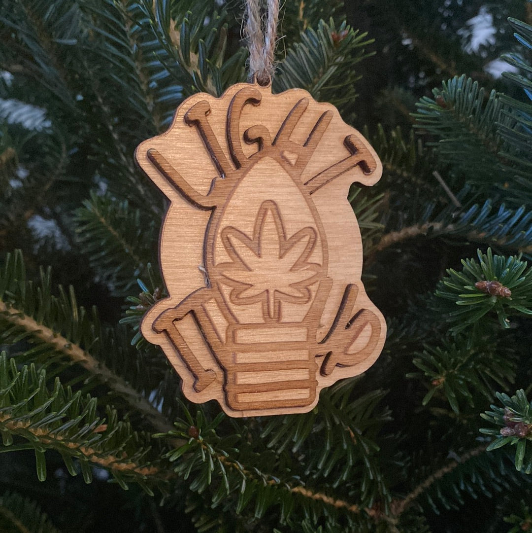 Light it up wood ornament