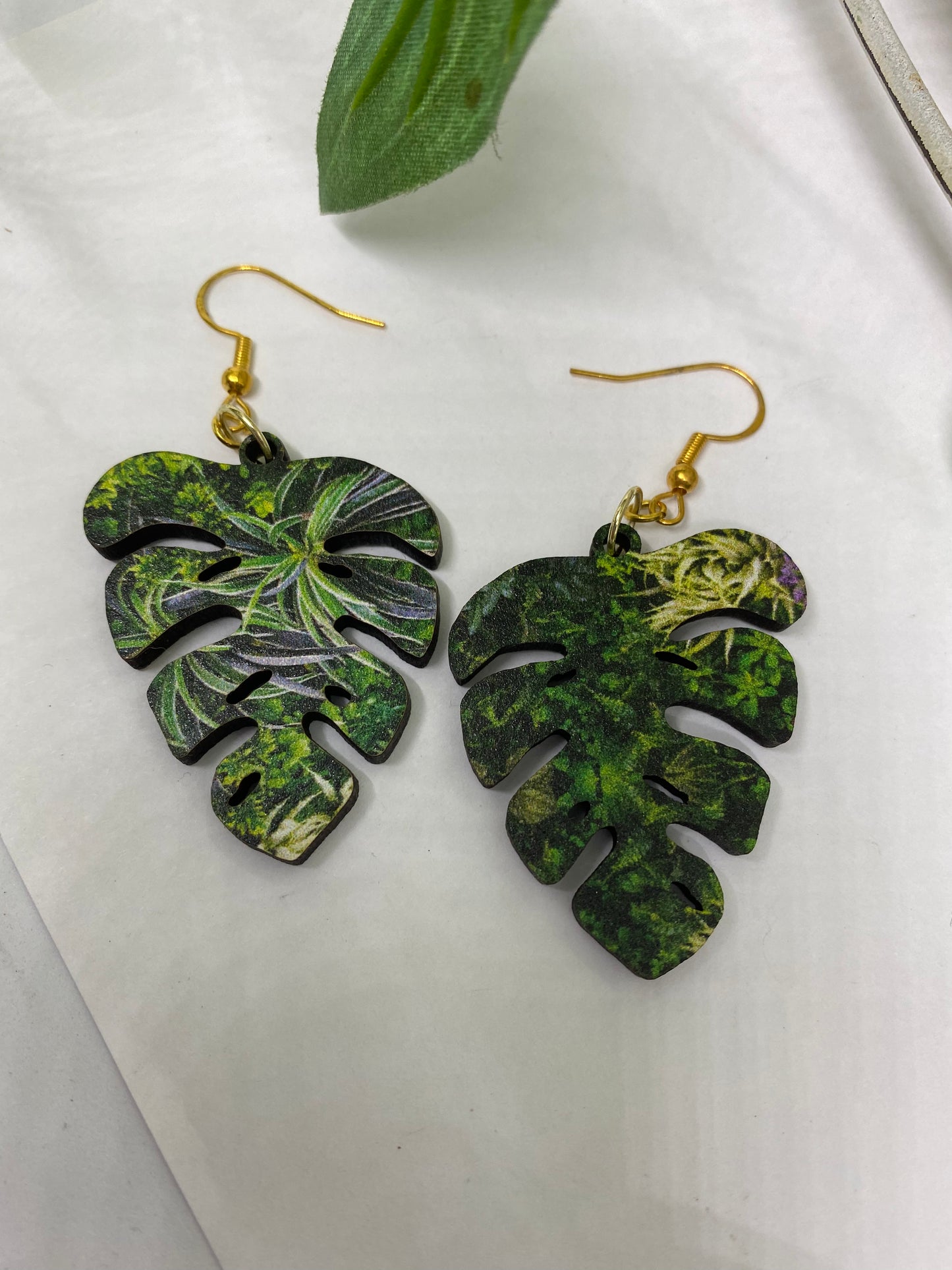 Monstera leaf earrings