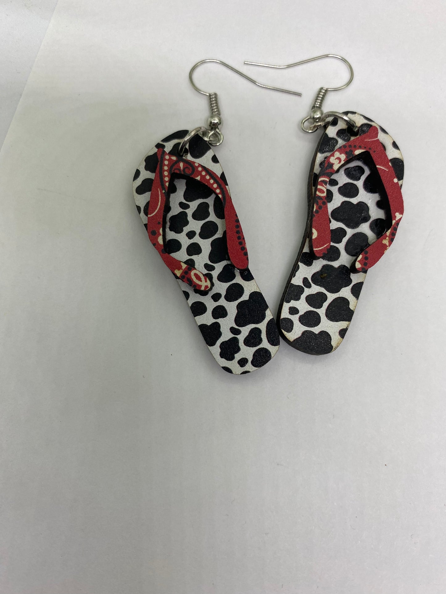 Cow print + classic bandana flip-flop earrings