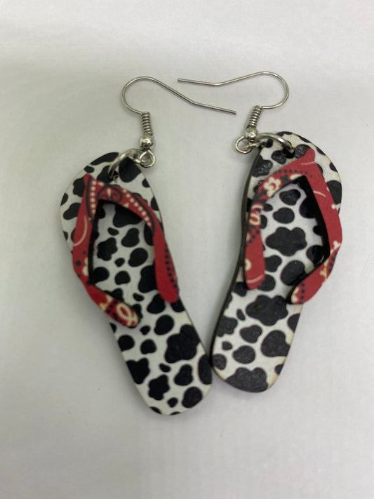 Cow print + classic bandana flip-flop earrings